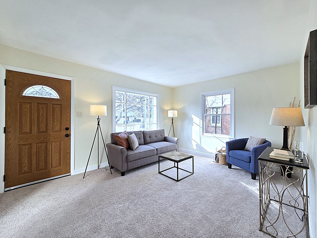 Staged living room after the renovation